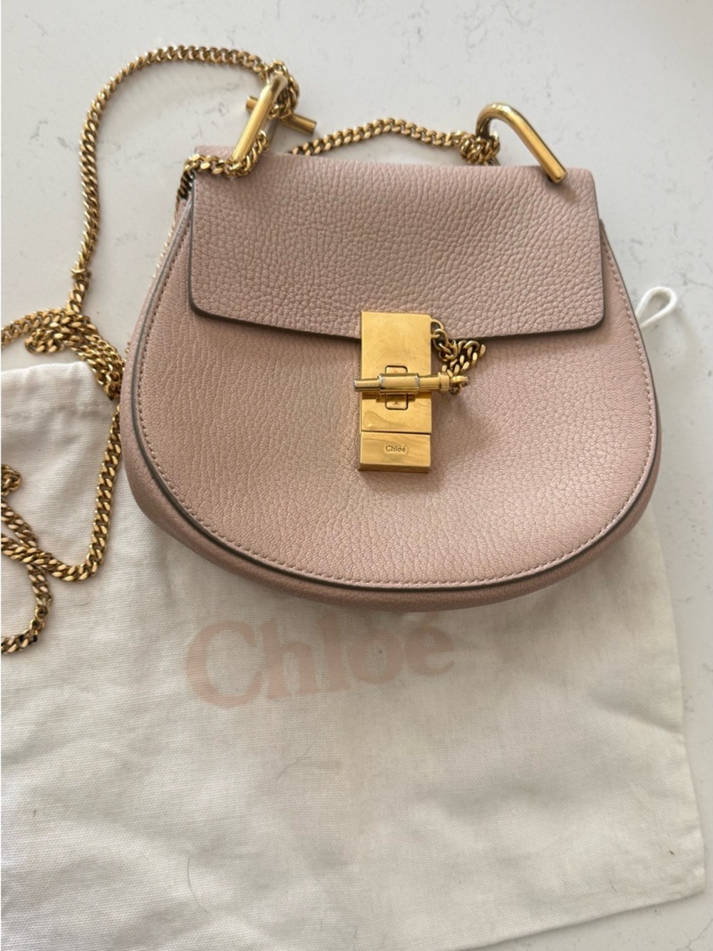 Chloe Small Drew Crossbody Bag in Dusty Rose with Gold Hardware